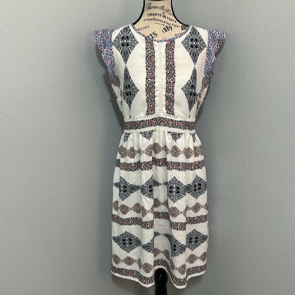Loft Flutter Sleeve Dress Fully Lined Size Small